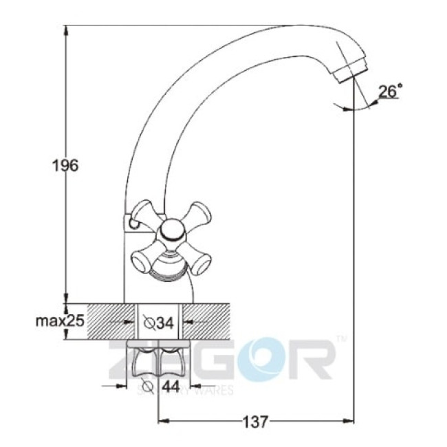 Змішувач для кухні DTZ4-C827 ZEGOR