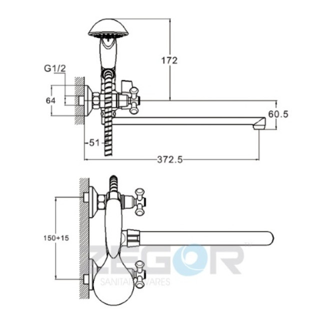 Смеситель для ванны DMT7-B827ZEGOR Смеситель для ванны DMT7-B827ZEGOR