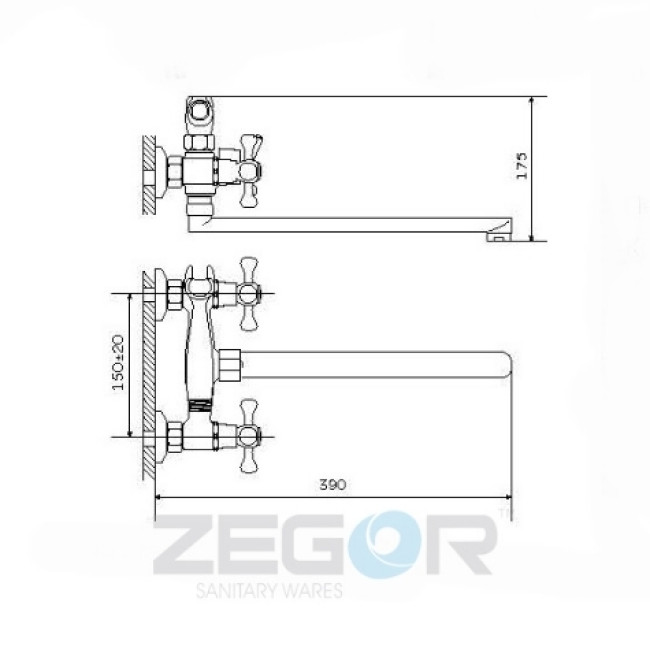 Змішувач для ванни DST7-A827 ZEGOR Змішувач для ванни DST7-A827 ZEGOR