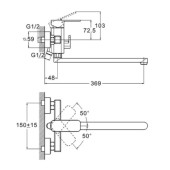 Смеситель для ванны LEB7-B123YB ZEGOR