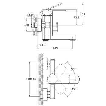 Змішувач для ванни LEB3-A123YB ZEGOR 2