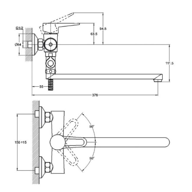Смеситель для ванны PUD6-A045 ZEGOR Смеситель для ванны PUD6-A045 ZEGOR