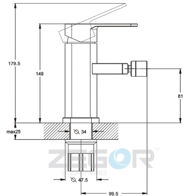 ЗМІШУВАЧ ДЛЯ БІДЕ LEB2-A123 ZEGOR ЗМІШУВАЧ ДЛЯ БІДЕ LEB2-A123 ZEGOR