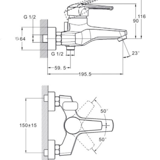 Змішувач для ванни SITB3-A182 Solone