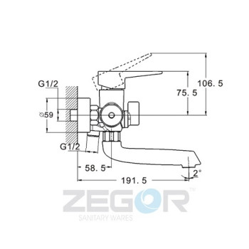 Смеситель для ванны PUD3-A045YW ZEGOR 2