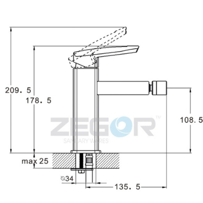ЗМІШУВАЧ ДЛЯ БІДЕ NOF2-A033 ZEGOR