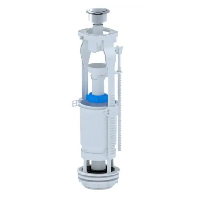 Зливний механізм бачка унітазу пластик, металізована кнопка (FV7030MEU)