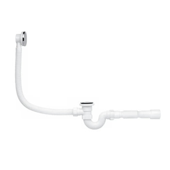 Сифон сантехнічний для ванн кік-клак з випуском та переливом, з гнучкою трубою 40x40/50 (EC155SEU)