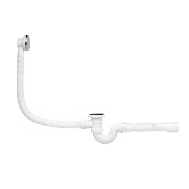 Сифон сантехнічний для ванн кік-клак з випуском та переливом, з гнучкою трубою 40x40/50 (EC155SEU)