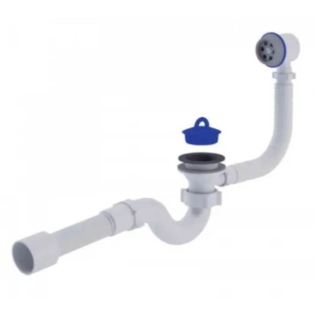 Сифон Ані для ванн та глибоких душових піддонів з випуском та переливом (E156EU) Сифон Ані для ванн та глибоких душових піддонів з випуском та переливом (E156EU)