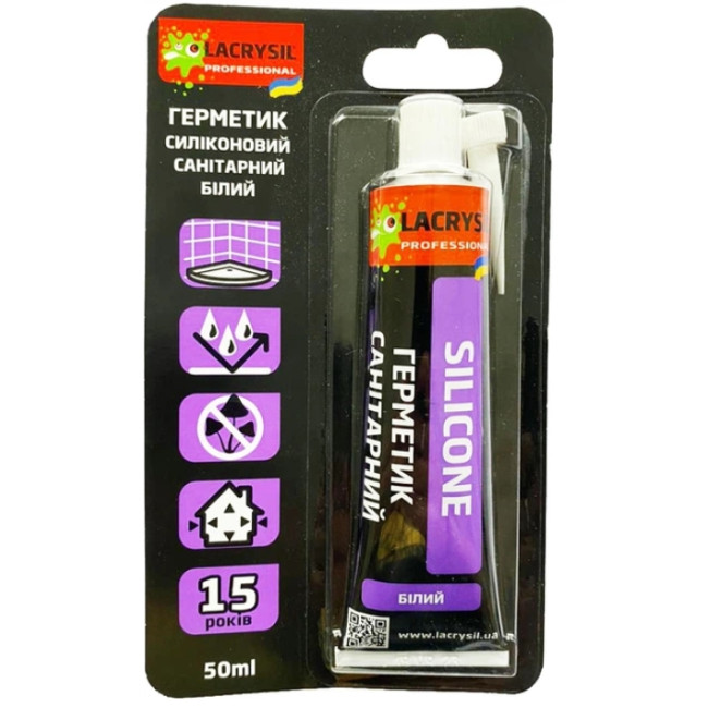 LACRYSIL Герметик силиконовый санитарный белый 50г LACRYSIL Герметик силиконовый санитарный белый 50г