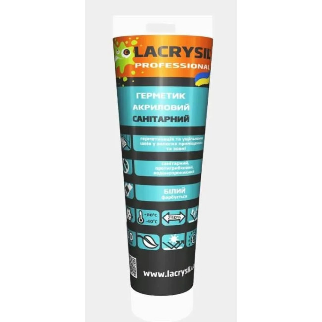 LACRYSIL Герметик акриловый санитарный белый 150гр LACRYSIL Герметик акриловый санитарный белый 150гр