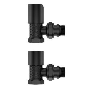 Комплект кутових радіаторних вентилів чорний мат MIRAYA LOTUS