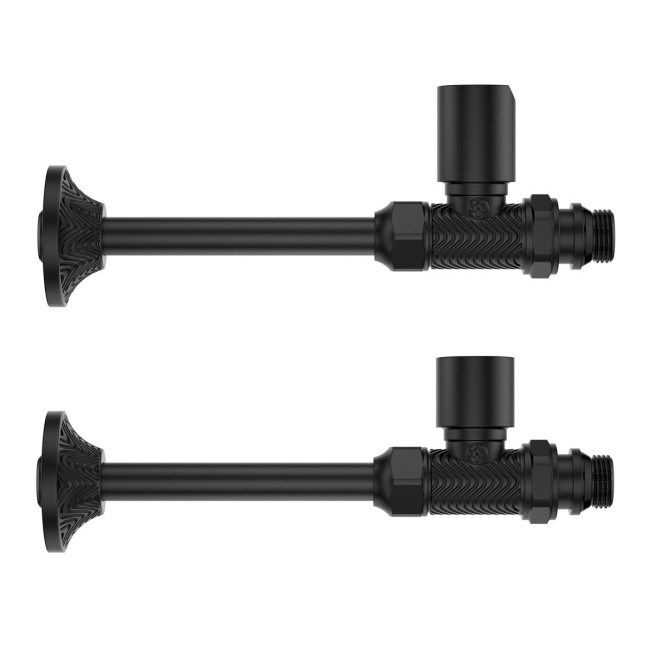 Набор прямого радиаторного вентиля черный мат с удлинителем MIRAYA LOTUS