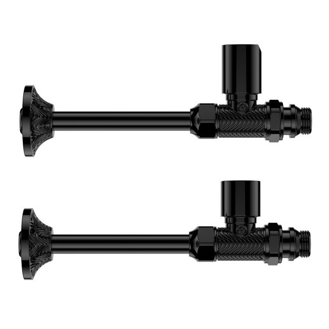 Набор прямого радиаторного вентиля черный глянец с удлинителем MIRAYA LOTUS